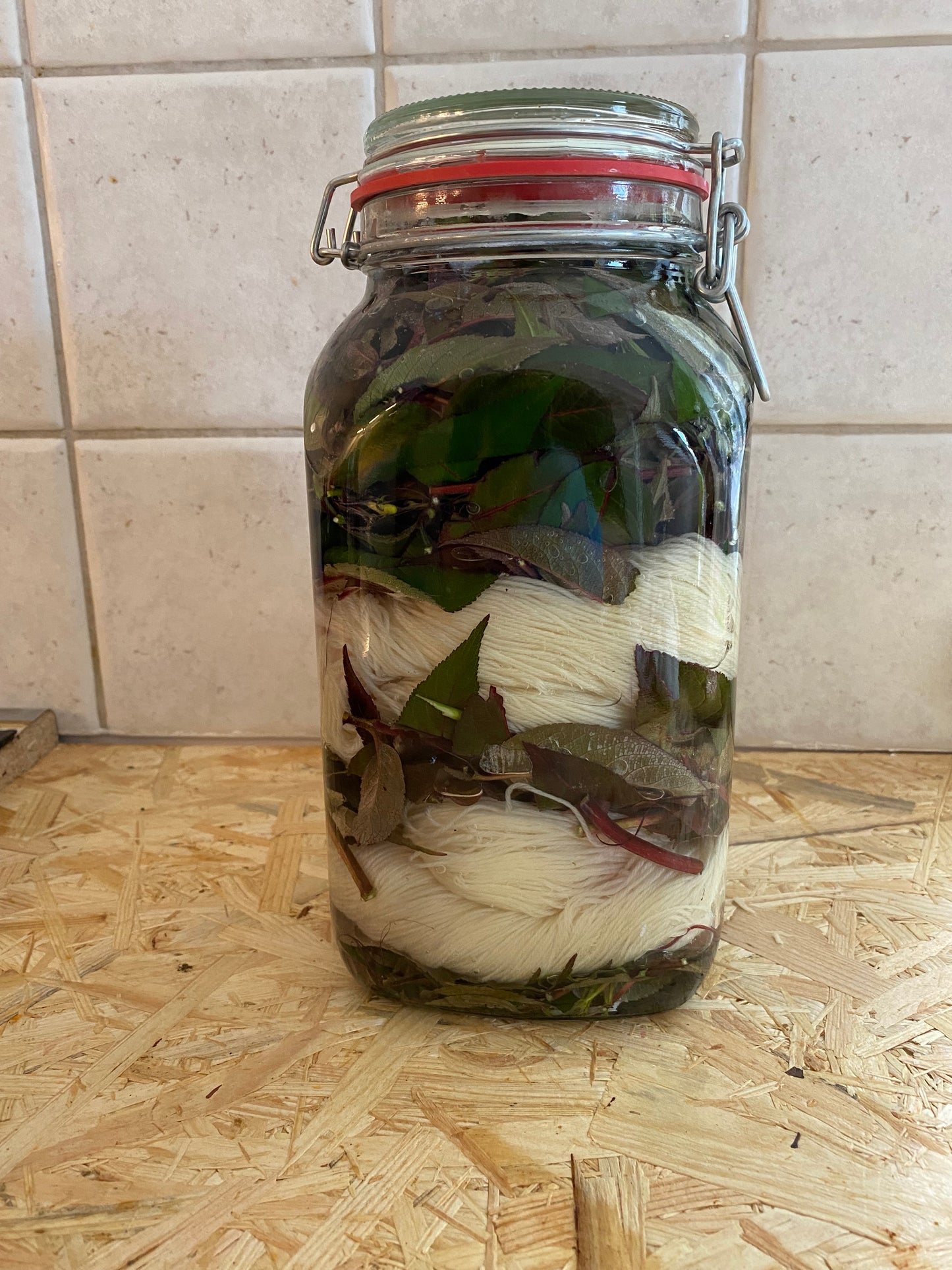 Bambus Sockenwolle 4fädig - 🌿 Rotes Geißblatt – das leise Grün des Sommers