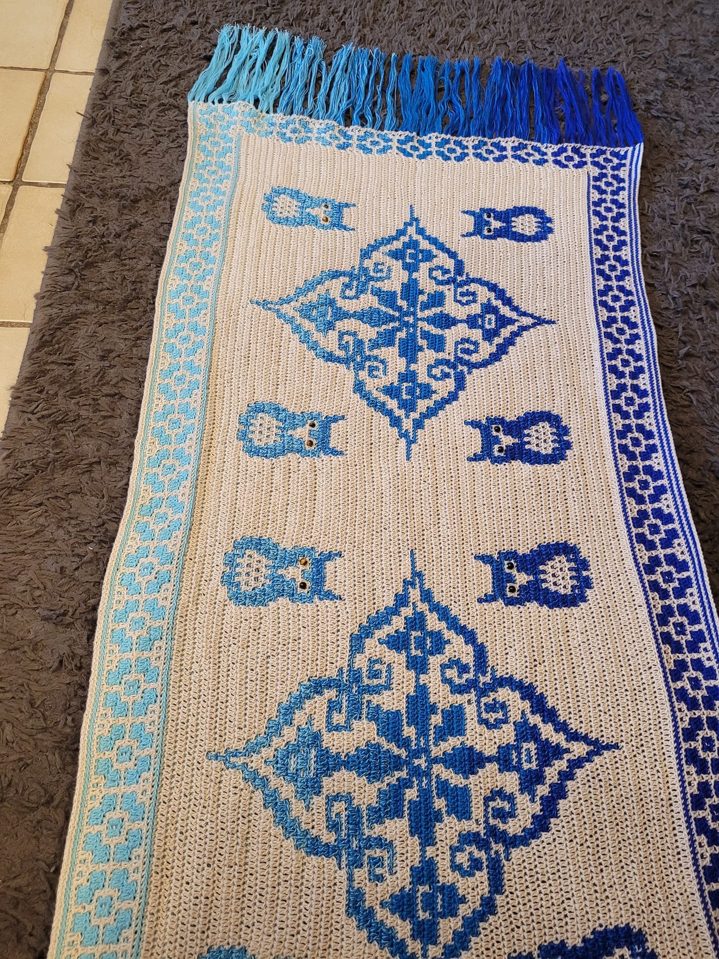 Mosaik Stola "Kaida" mit kleinen Eulen Länge ca. 200 cm