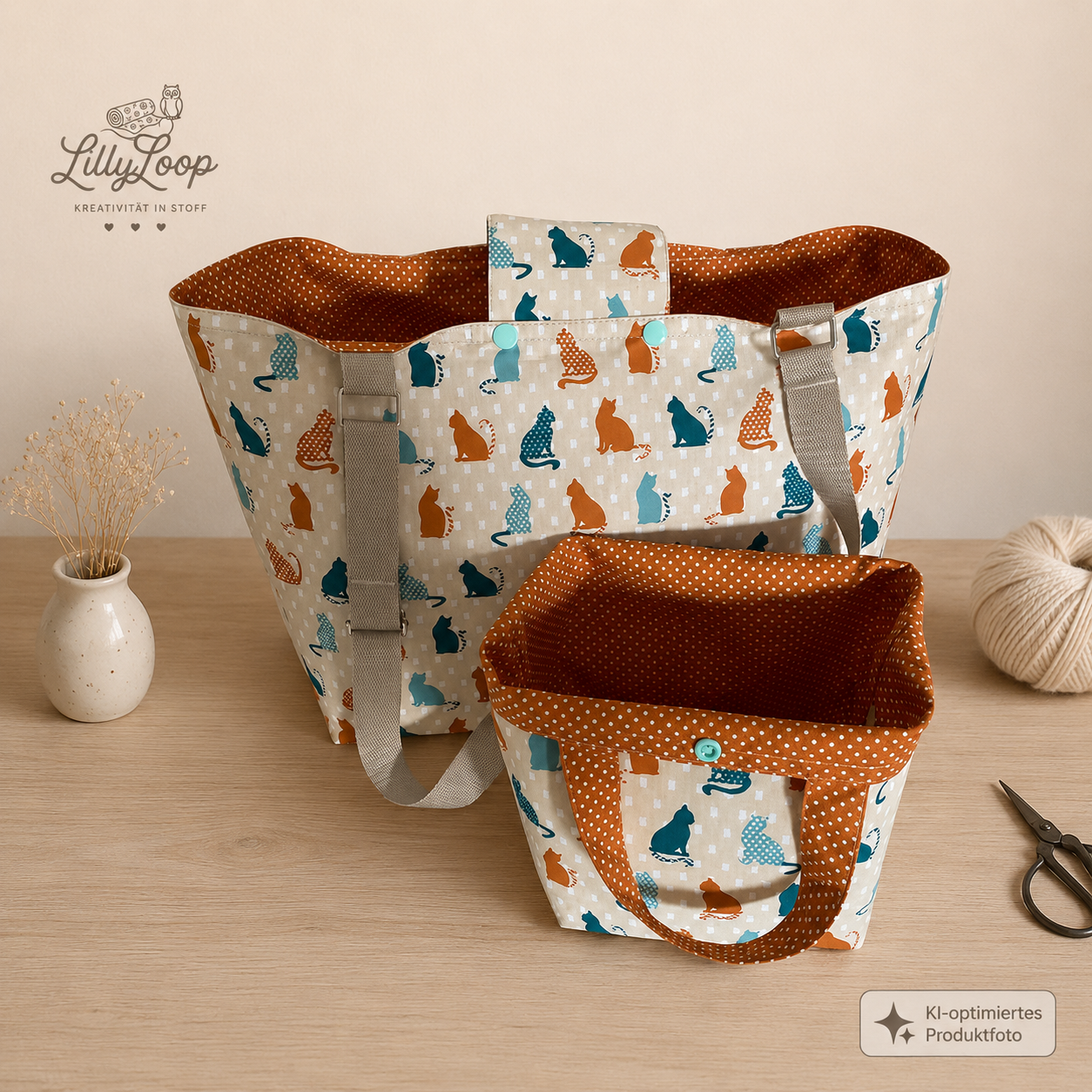 🧶 Taschenset Projekttasche/Bobbeltasche