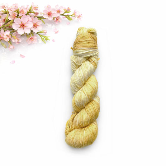 Bambus Sockenwolle 4fädig - 💛 Curry, warm wie Sonnenschein auf Holz