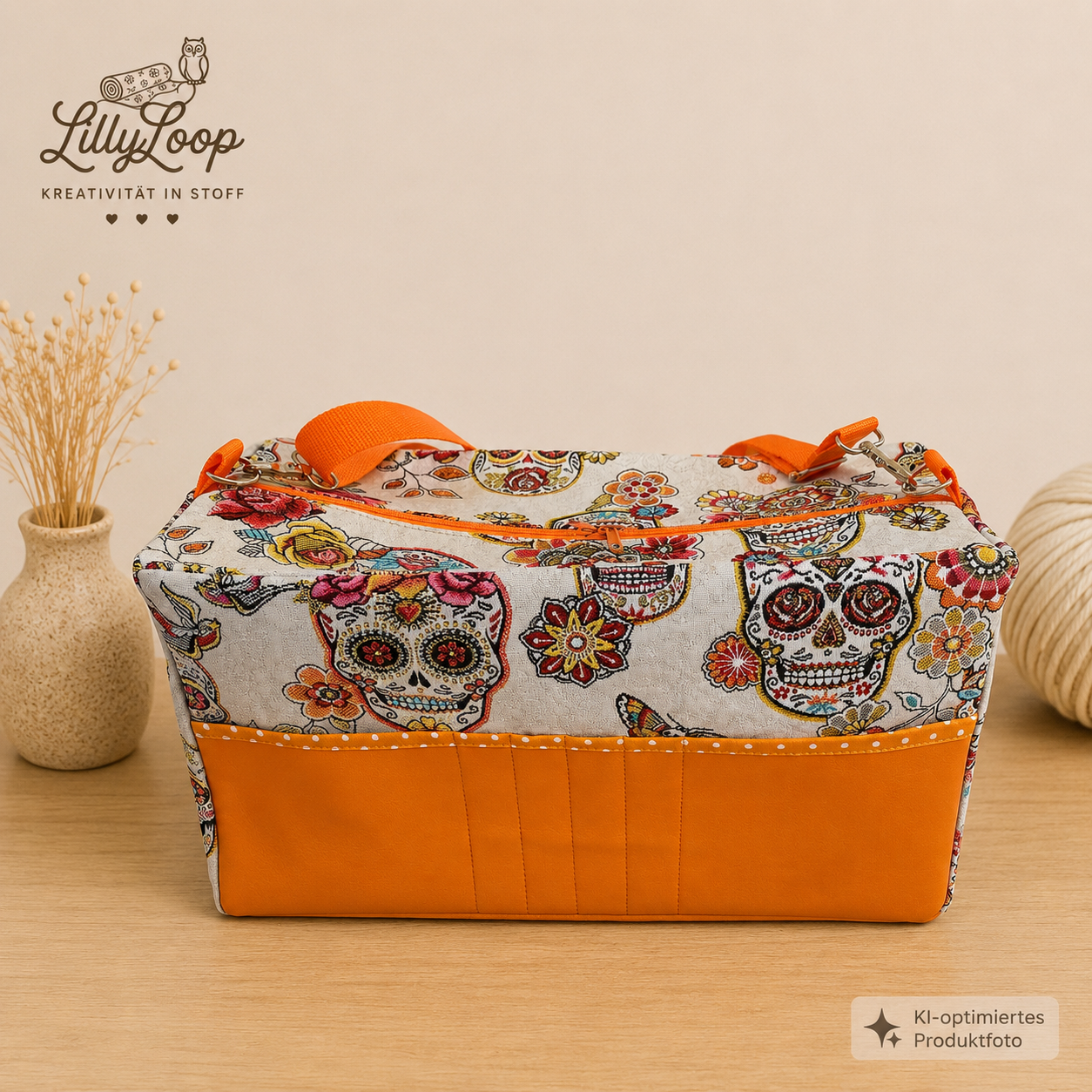 💀 Projekttasche "Orange Blossom Skull"