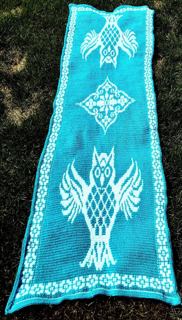 Mosaik Stola "Sia" mit großen Eulen